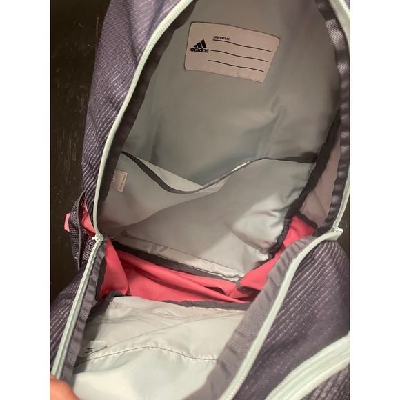 Adidas Backpack Girls Pink Gray Stripe School Gym Travel Bag - Picture 4 of 4